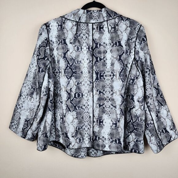 Linea by Louis Dell'Olio Blazer Grey Snakeskin Cotton Jacket Animal Print Sz 1X - Picture 6 of 16